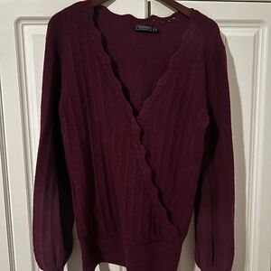 Vineyard Vines Burgundy Long-Sleeve Wrap-Style Sweater